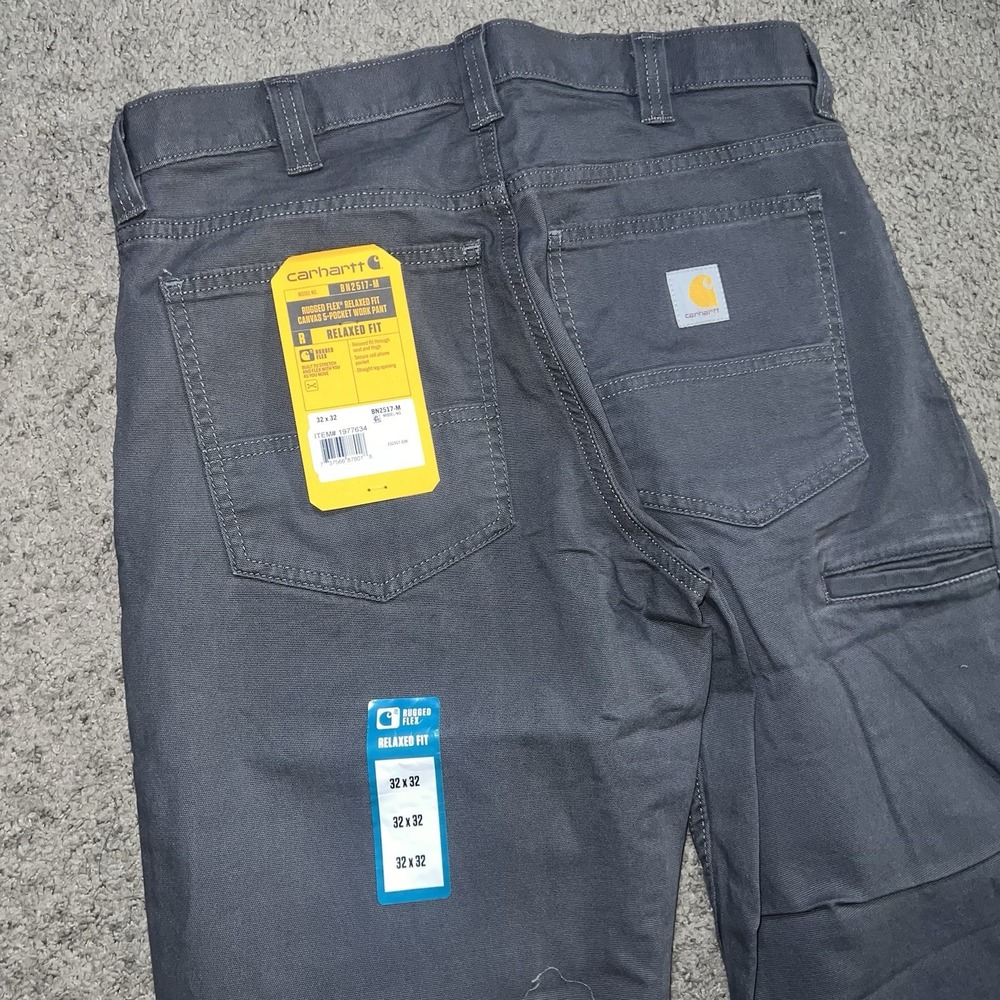 NWT Carhartt Rugged Flex Relaxed Fit Work Gray Pants Mens 32x32 BN2517-M